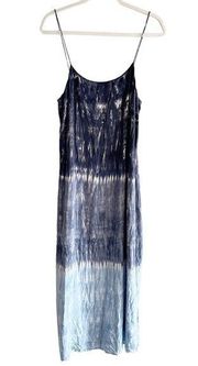 Storia Womens Spaghetti Strap Scoop Neck Ombre Tie Dye Maxi Dress Size M Blue