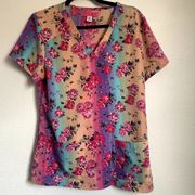 Betsey Johnson Patterned Short Sleeve Scrub Top