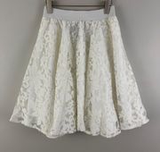 White Lace Wide Swing Skater Skirt