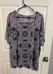 East 5th Short Sleeve Square Neck Top Size 2X