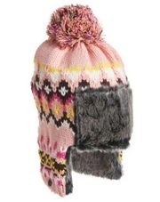 NWT BP. Women's Fair Isle Trapper Knit Hat in Coral Apricot