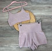 Urban outfitters out from under pink fuzzy lounge two piece set