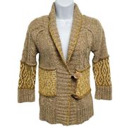 Buckle BKE Cable Knit Chunky Button Shawl Collar Wool Cardigan Sweater Top