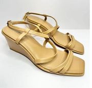 Caslon Sandals Womens Size 8 Tan Leather Paola Wedges