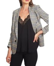 1.State Plaid Ruched Sleeve Blazer