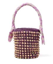 NWT  Pastel Confetti Beatrix Stone Crochet Bag Purple Beaded Earthy