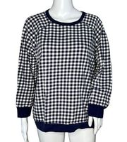 Draper James Sweatshirt Womens 1X Blue White Gingham Plaid Natalie Pullover