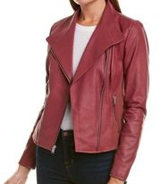 Marc New York Raspberry Felix Knit Panel Asymmetrical Leather Jacket. Small EUC!