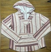 Wallflower Baja Stripe Brown Multicolored Long Sleeve Hoodie Top Size M