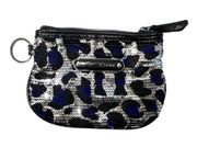 Womens Betsey Johnston Sequin Bling Animal Print Coin Change Purse