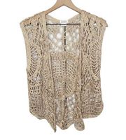 EXCLUSIVELY MISOOK Women's Metallic Crochet Knit Chain Sleeveless Vest One Size