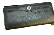Giani Bernini genuine black pebbled leather retro minimalist trifold wallet