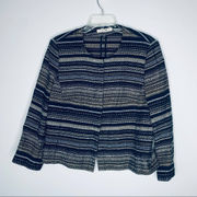 Betty Barclay black brown metallic tweed striped fitted jacket blazer size 10