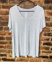 Nine West Essential Gray Short Sleeve V-Neck T-Shirt Women's Size XXL