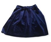 Worthington Novelty Pleated Blue Velvet Skirt Size 8 Medium Short A Line