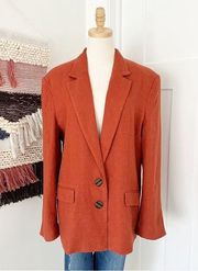 Farm Rio Linen Single-Breasted Brown Blazer Size M NWT