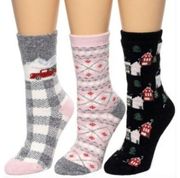 New CUDDL DUDS Ladies Holiday Plush Fill One Size 4-10 Sock 3-Pack Cozy Soft