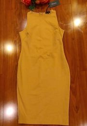 Mustard Fitted Dress Large