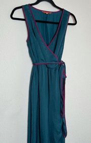 ModCloth satin teal faux wrap dress size xsmall