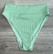 NEW AERIE Ribbed High Cut Cheeky Bikini Bottom Sage Green Size XL High Waisted