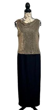 R&M Richards Womens God Metallic Maxi Formal Evening Party Dress Vintage Retro 8