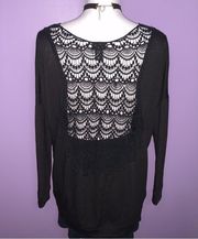 Black Crochet Back Sweater