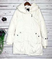 Betsey Johnson Ivory Shawl Collar Puffer Coat Winter Jacket Size Small