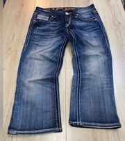 Rock revival sora capri cropped crop blue jeans denim