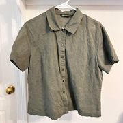 Vintage Eddie Bauer olive green cropped button-down top