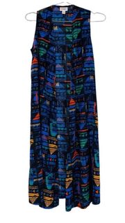 Blue Allover Multicolor Print Joy Duster Vest