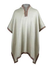 NWT Ecualama Soapaca Baby Alpaca Wool Hooded Unisex Poncho Solid Ivory Cream