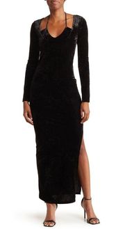 NWT  Callie Long Sleeve Velvet Maxi Dress Jet Black