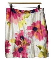 LOFT Linen Lyocell Blend Watercolor Floral Mini Skirt