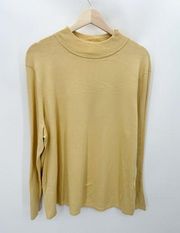 Pendleton Sweater Women 2X Yellow Mock Neck Silk Blend Long Sleeve Knit Pullover