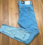 Levi’s  Line 8 Two Tone Light Wash Color Block Slim Fit Raw Hem Skinny Jeans 30