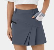 Halara High Waisted 2-in-1 Side Pocket Pleated Golf Skirt in Night Sea Blue NWT