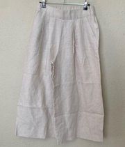 GAP 100% Linen Culottes High Waist Pleated Wide Leg Cropped Pant Size 2