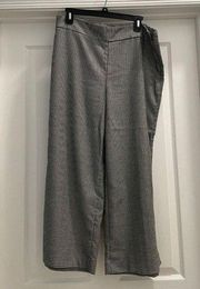 Ann Taylor Factory Womens Pull On Wide Leg Houndstooth Pants Size 12 Black White