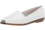 Aerosoles Ms Softee white perforated leather flats