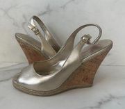 LILLY PULITZER Gold Cork Wedges Size 9.5