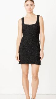 NWT  Popcorn Textured Square Neck Laura Midi Dress Black Size Large