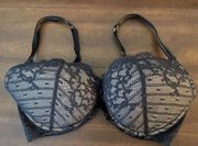 CHANTELLE 3082 lace lined demi black bra 32 DDD