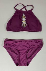 and Bleu Rod Beattie Purple Bikini Swim Top and Bathing Suit Bottoms Swimwear Coords Matching Set Size S 💜