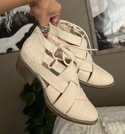 Coconuts By Matisse Embossed Lace Up Faux Leather Heeled Ankle Booties Boots