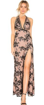 | Marisella Gown in Black and Nude Rose