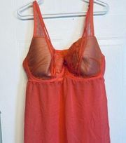 Cacique Babydoll Teddy Nightie Sheer Lace Lingerie Pink Size 44DD
