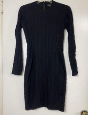 RAG & BONE black cinched ribbed long sleeve stretch bodycon dress size Small