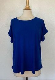 Cobalt Blue Rhinestone Embellished Short Sleeve Blouse