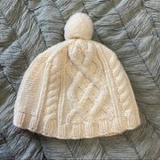 Gap Lambs Wool Cableknit Pom Pom Cream Hat S/M