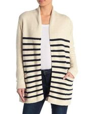 Magaschoni Womens Striped Shawl Collar Open Front Cardigan Sweater XS